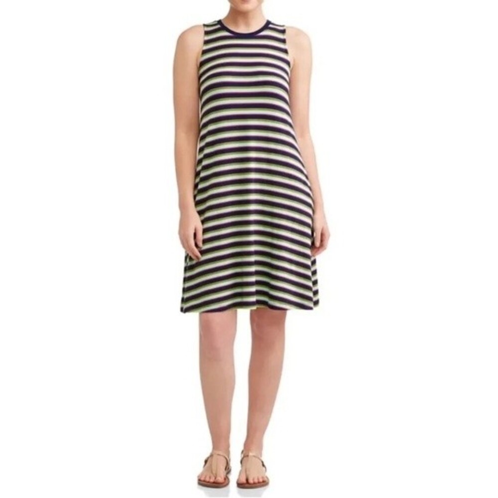 Multicolor striped shift dress with pockets size large